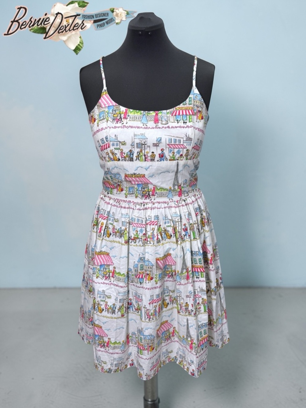 Bernie Dexter Chelsea Dress in Parisian Cafe Print Sz XL